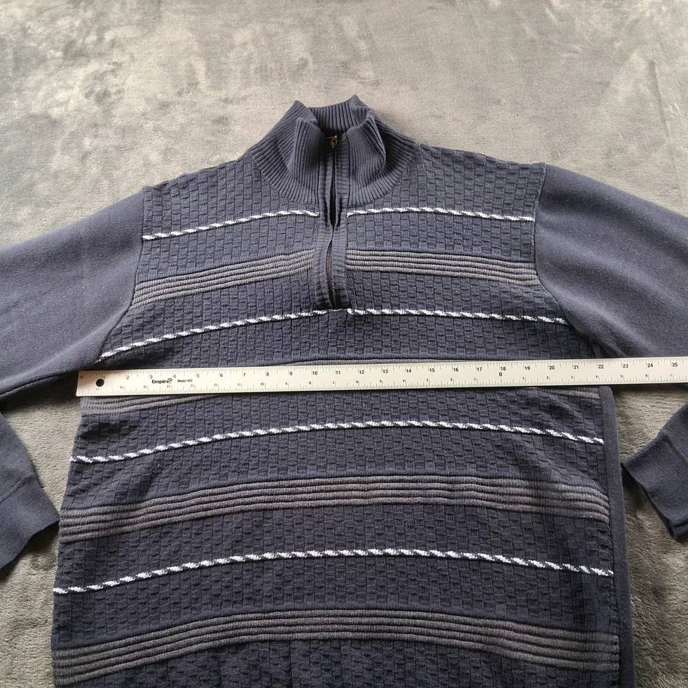 Chereskin Quarter Zip Sweater Mens XXL Navy Blue Textured Stripe Mock Neck